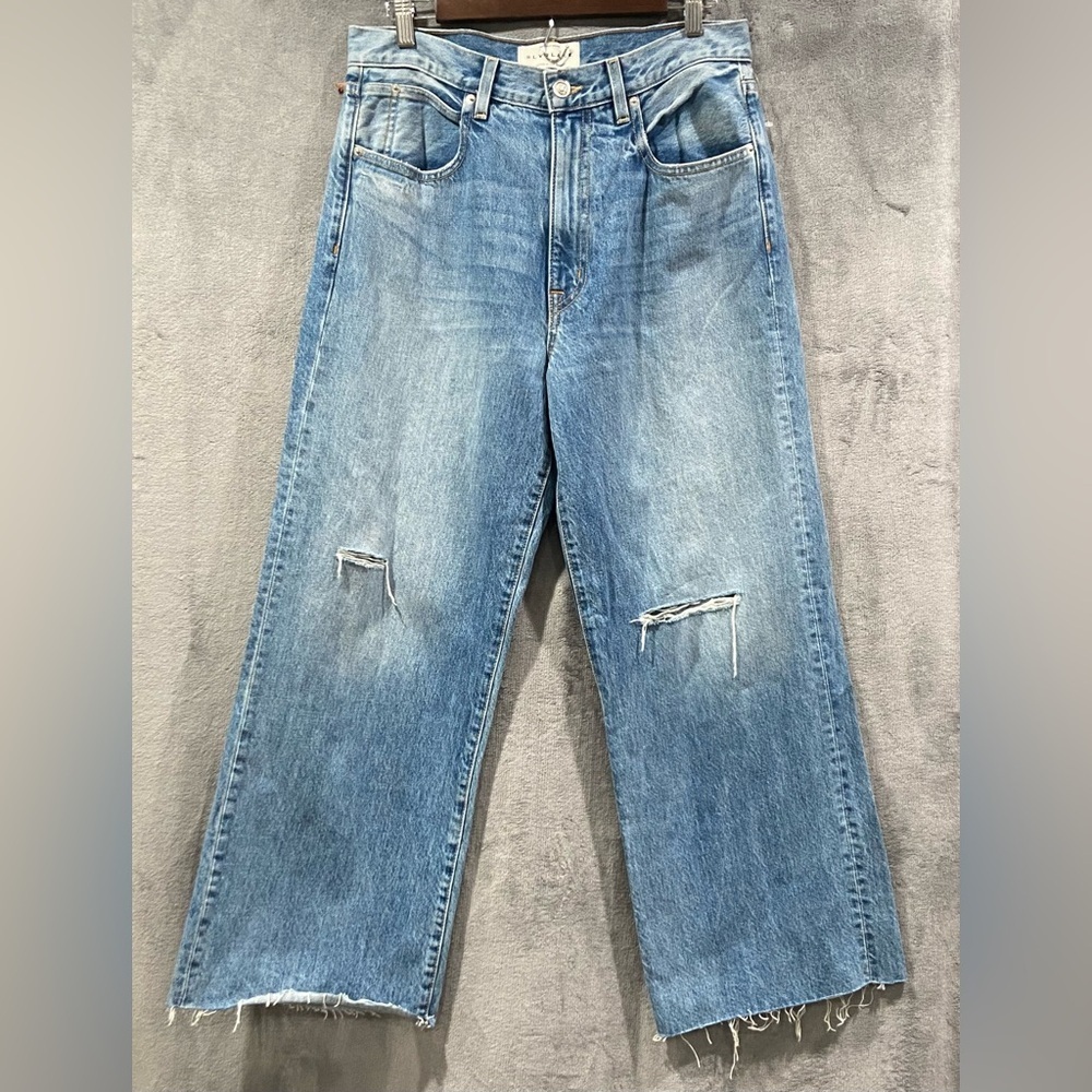 SLVRLAKE Grace Crop Raw Hem High Waist Wide Leg Denim Jeans Women’s Size 30 NWT